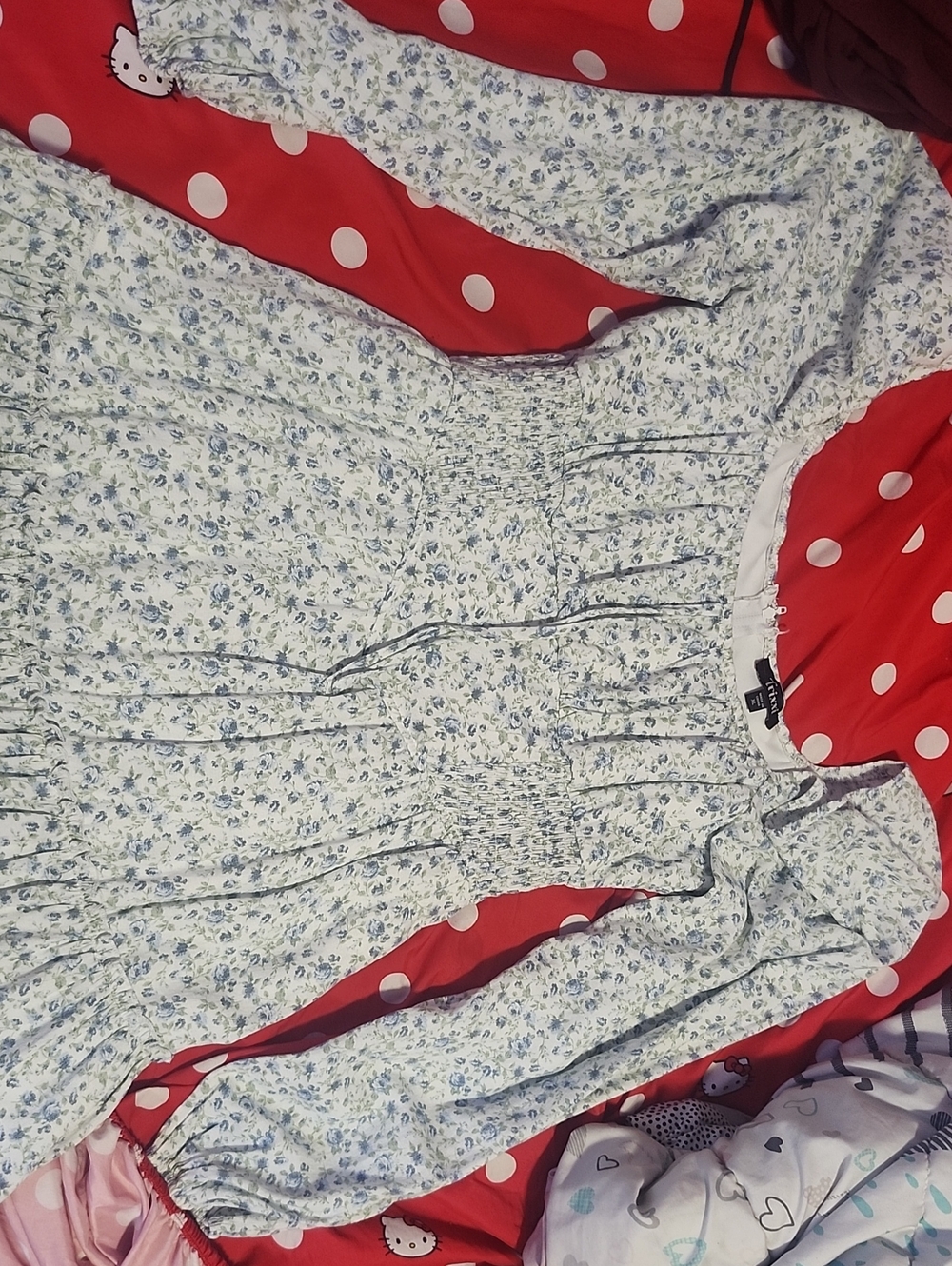 Women's Light Blue Floral Smocked Dress